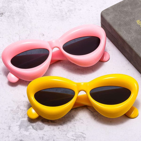 Luxury Brand Hip Hop Yellow Blue Gradient Sun Glasses Men Punk Candy Color Sexy Lip Cat Eye Sunglasses For Women - Image 2